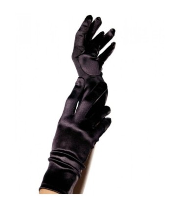 LEG AVENUE - GUANTES SATIN NEGRO