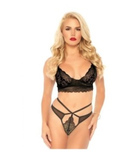 LEG AVENUE - SET 2 PIEZAS CON TANGA DOBLE TIRANTA S/M NEGRO