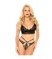 LEG AVENUE - SET 2 PIEZAS CON TANGA DOBLE TIRANTA M/L NEGRO