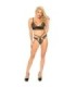 LEG AVENUE - SET 2 PIEZAS CON TANGA DOBLE TIRANTA S/M NEGRO