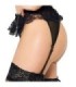 QUEEN LINGERIE - TANGA CON LIGUERO NEGRO L/XL