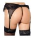 QUEEN LINGERIE - TANGA CON LIGUERO NEGRO L/XL