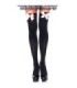 LEG AVENUE - MEDIAS ALTAS NEGRAS CON LACITO ROSA TALLA ÚNICA