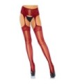 LEG AVENUE - MEDIAS DE ENCAJES CON LIGUERO BURDEOS TALLA ÚNICA