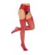 LEG AVENUE - MEDIAS DE ENCAJES CON LIGUERO BURDEOS TALLA ÚNICA