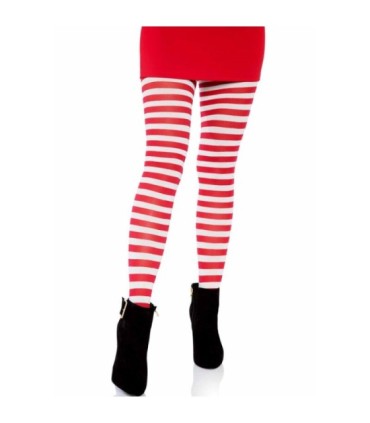 LEG AVENUE - MEDIAS DE RAYAS BLANCO/ROJO