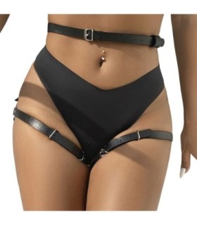 SUBBLIME - ARNÉS CINTURA Y PIERNAS CUERO NEGRO TALLA ÚNICA