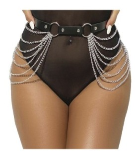 SUBBLIME - CINTURÓN DE CADENAS CUERO NEGRO TALLA ÚNICA