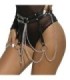SUBBLIME - CINTURON DE CADENAS ANILLAS CUERO NEGRO TALLA ÚNICA
