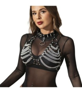 SUBBLIME - ARNÉS SUJETADOR Y COLLAR CON CADENAS TALLA ÚNICA