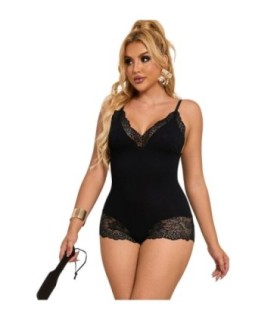 SUBBLIME - TEDDY DETALLE ENCAJE FLORAL NEGRO L/XL