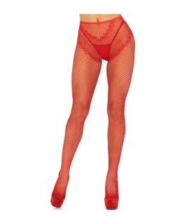 LEG AVENUE - MEDIAS REJILLA SIN ENTREPIERNA ROJO