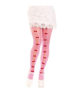 LEG AVENUE - MEDIAS CON ABERTURAS CORAZON & LAZOS ROSA