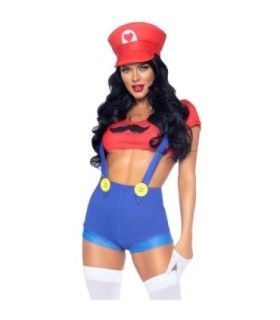 LEG AVENUE - DISFRAZ SEXY MARIO BROS ROJO/AZUL S