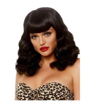 LEG AVENUE - PELUCA RETRO RIZADA CON FLEQUILLO LUMINISCENTE NEGRO