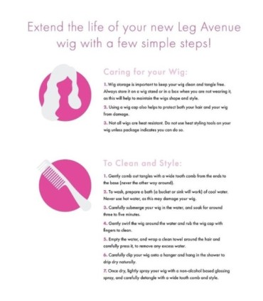 LEG AVENUE - PELUCA LARGA LISA CON FLEQUILLO ROSA