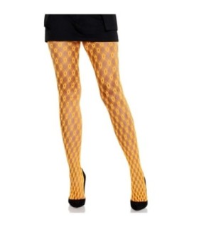 LEG AVENUE - MALLAS DE ENCAJE CON OJALES NARANJA NEÓN