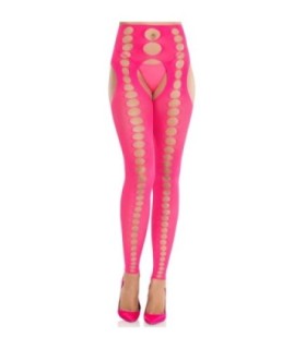 LEG AVENUE - MEDIAS OPACAS SIN TIRANTES Y COSTURAS ROSA NEÓN