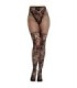 LEG AVENUE - MEDIAS DE ENCAJE DAHLIA CON DETALLE DE RED NEGRO