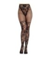 LEG AVENUE - MEDIAS DE ENCAJE DAHLIA CON DETALLE DE RED NEGRO