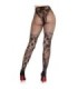 LEG AVENUE - MEDIAS DE ENCAJE DAHLIA CON DETALLE DE RED NEGRO