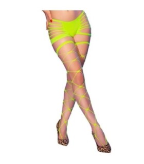 CHILIROSE - CR 4867 MEDIAS DE REJILLA CON AGUJEROS VERDE NEÓN