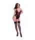 CHILIROSE - CR 4863 BODY CON ENCAJE DE FLORES ROJAS Y LIGUEROS XL