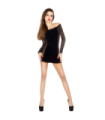 PASSION - WOMAN BS025 BODYSTOCKING ESTILO VESTIDO NEGRO TALLA ÚNICA
