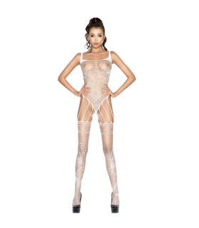 PASSION - WOMAN BS034 BODYSTOCKING BLANCO TALLA ÚNICA