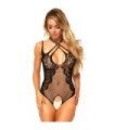 LEG AVENUE - TEDDY ENTRELAZADO CUELLO Y ABERTURA TALLA ÚNICA