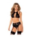 QUEEN LINGERIE - SET SUJETADOR + LIGUERO Y TANGA TALLA S/M