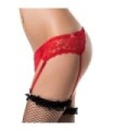 QUEEN LINGERIE - TANGA Y LIGUERO MOTIVOS FLORALES L/XL