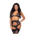 LEG AVENUE - SET DE TRES PIEZAS CON BRILLANTES M