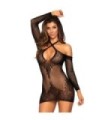 LEG AVENUE - MINIVESTIDO DE ENCAJE Y RED TALLA ÚNICA