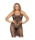 LEG AVENUE - MINIVESTIDO DE MULTI RED CON CUELLO HALTER NEGRO