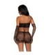LEG AVENUE - VESTIDO DE ENCAJES Y GUANTES TALLA ÚNICA - NEGRO