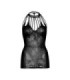 LEG AVENUE - MINI VESTIDO DE ENCAJE CON ABERTURAS TALLA ÚNICA - NEGRO
