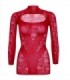 LEG AVENUE - MINI VESTIDO DE ENCAJE CON MANGA LARGA ROJO
