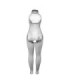 SUBBLIME - 951801 BODYSTOCKING CROTCHLESS DE REJILLA Y ENCAJE CON CUELLO ALTO NEGRO TALLA ÚNICA