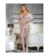 SUBBLIME - 951818 BODYSTOCKING CROTCHLESS DE REJILLA CON PATRÓN DE ROSAS BLANCA TALLA ÚNICA