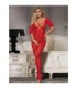 SUBBLIME - 951825 BODYSTOCKING CROTCHLESS DE REJILLA CON PATRÓN DE ROSAS ROJO XS/M