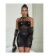 SUBBLIME - 952235 VESTIDO DE REJILLA CON BRILLANTES NEGRO TALLA ÚNICA