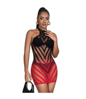 SUBBLIME - 952242 VESTIDO DE REJILLA ELÁSTICO DEGRADADO ROJO Y NEGRO TALLA ÚNICA