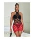 SUBBLIME - 952242 VESTIDO DE REJILLA ELÁSTICO DEGRADADO ROJO Y NEGRO TALLA ÚNICA