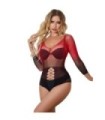 SUBBLIME - 952259 VESTIDO DE REJILLA ELÁSTICO MANGA LARGA DEGRADADO ROJO Y NEGRO TALLA ÚNICA