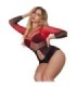 SUBBLIME - 952259 VESTIDO DE REJILLA ELÁSTICO MANGA LARGA DEGRADADO ROJO Y NEGRO TALLA ÚNICA