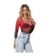 SUBBLIME - 952259 VESTIDO DE REJILLA ELÁSTICO MANGA LARGA DEGRADADO ROJO Y NEGRO TALLA ÚNICA