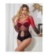 SUBBLIME - 952259 VESTIDO DE REJILLA ELÁSTICO MANGA LARGA DEGRADADO ROJO Y NEGRO TALLA ÚNICA