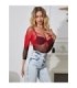 SUBBLIME - 952259 VESTIDO DE REJILLA ELÁSTICO MANGA LARGA DEGRADADO ROJO Y NEGRO TALLA ÚNICA