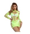 SUBBLIME - 952280 VESTIDO DE REJILLA ELÁSTICO MANGA LARGA VERDE TALLA ÚNICA